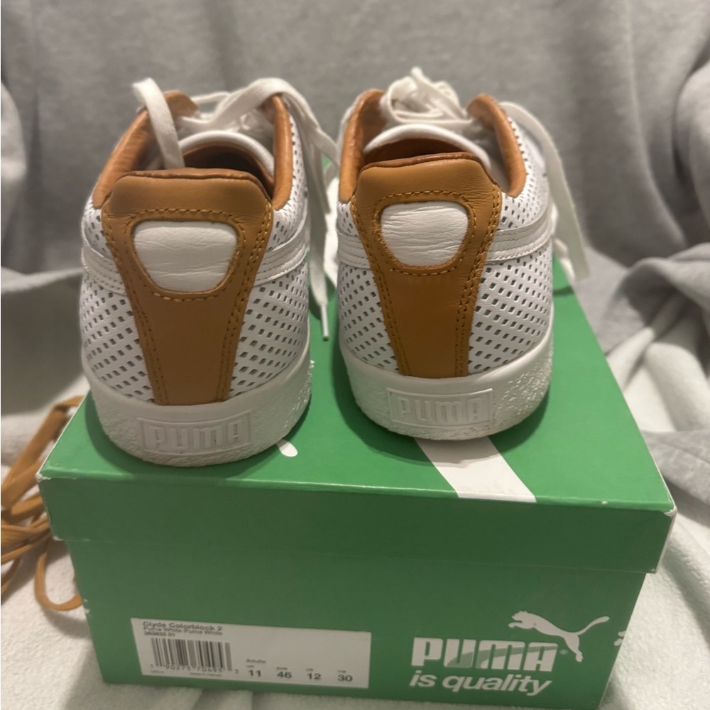 Puma White Clyde Colorblock 2 Sneakers - Picture 3 of 5